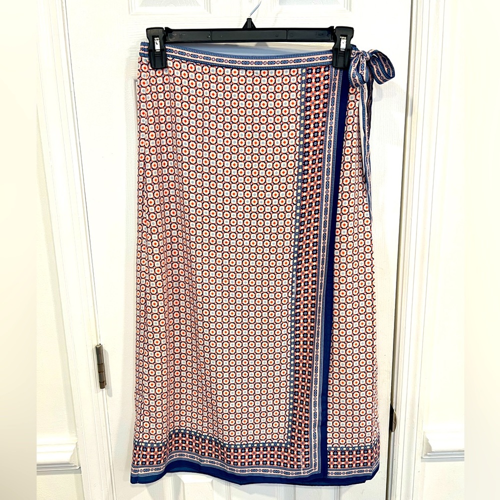Max Studio Faux Wrap Skirt; midi length